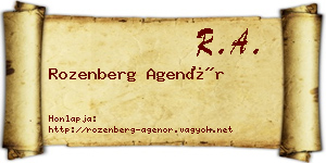 Rozenberg Agenór névjegykártya